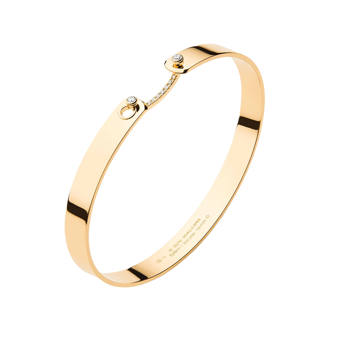 'Business Meeting' Bangle with Diamond Clasp in Yellow Gold