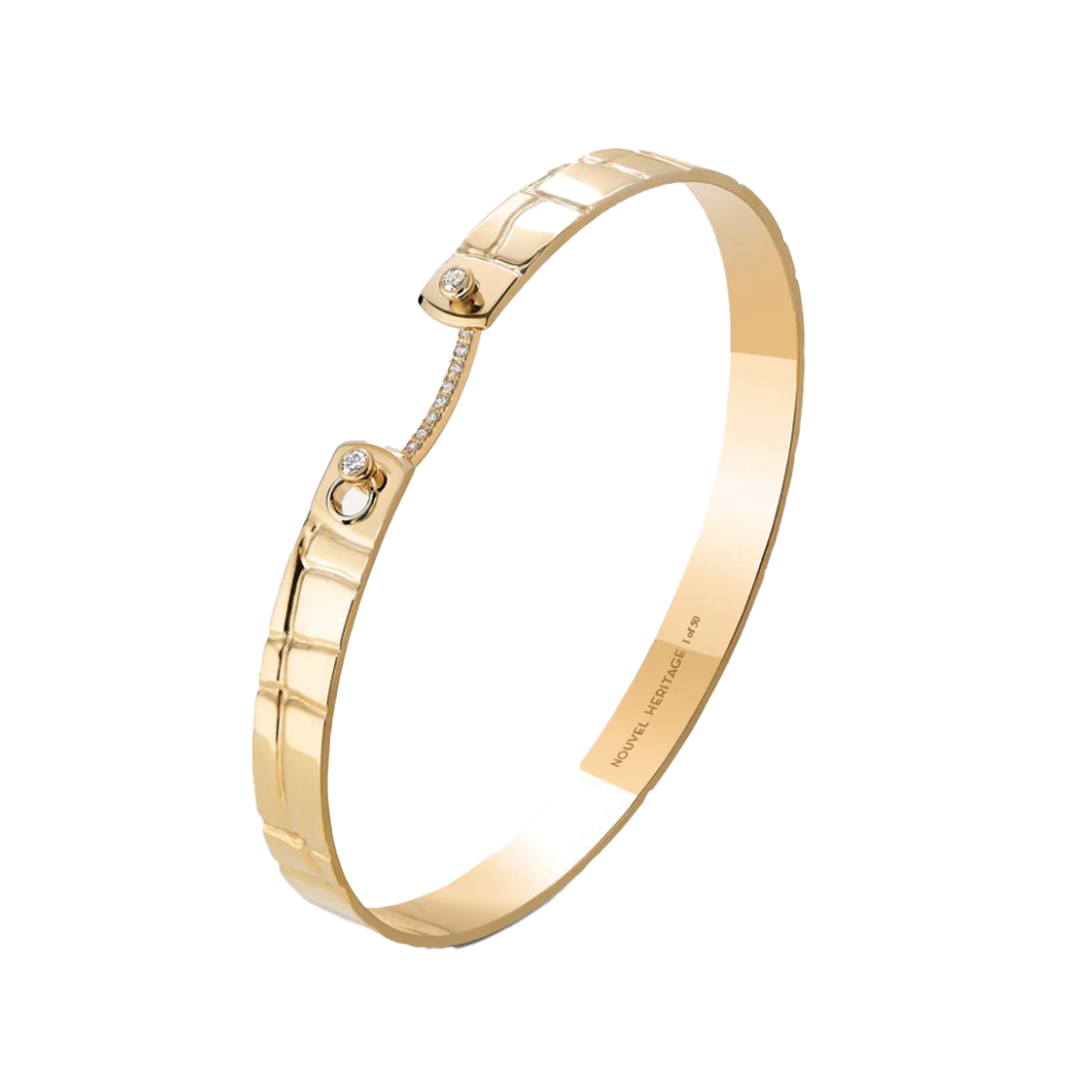 'Later Alligator' Bangle in 18k Yellow Gold