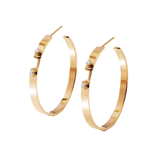 Eternity Tuxedo Mood Hoop Earrings with Diamonds