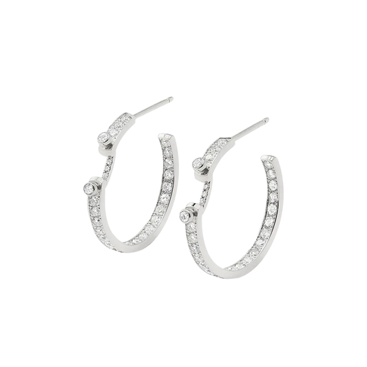 Eternity 'Tuxedo' Hoop Earrings with Diamondsin White Gold