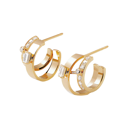 'Dinner Date' Double Hoop Earrings with Diamonds