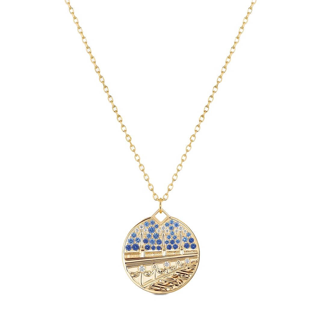 'Pont Alexandre III' Medallion Necklace with Diamonds and Sapphires