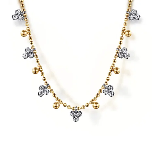 Beads and Diamond Droplet Necklace