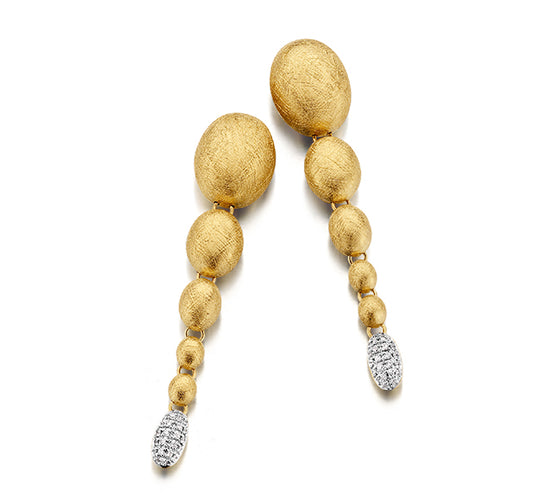 Dancing In The Rain Drop Earrings with Pavé Diamonds