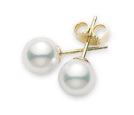 Akoya Pearl Stud Earrings A+ 7x7.5mm