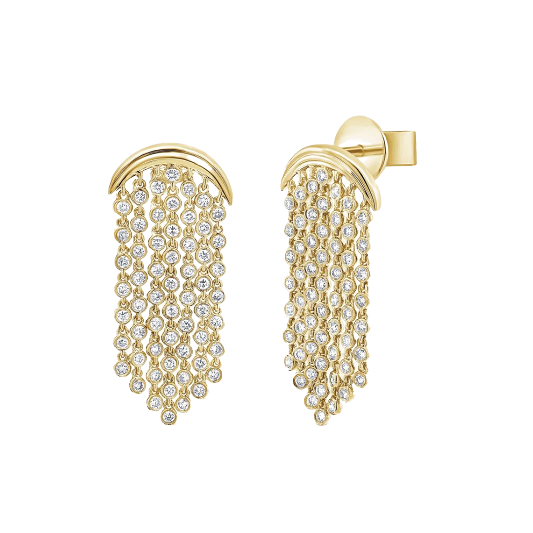 7-Row Diamond Bezel Set Dangle Earrings