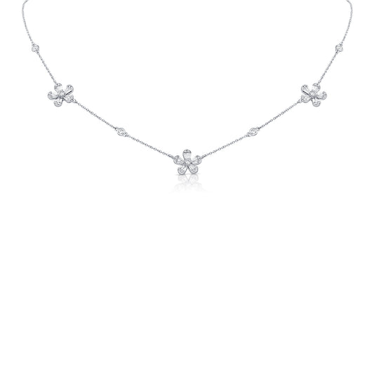 Diamond Flower Station Necklace