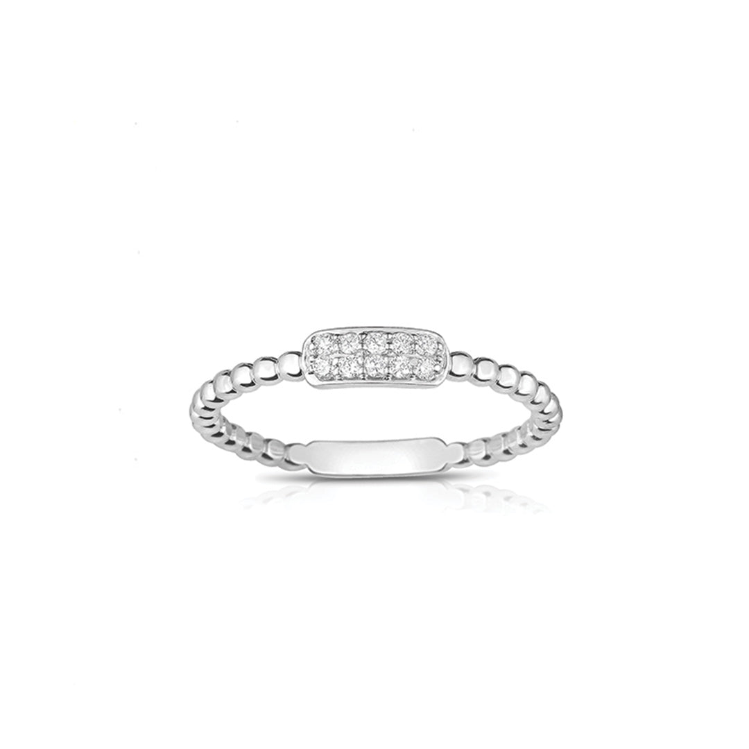 Beaded Diamond Ring in White Gold