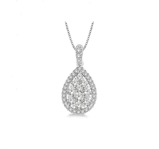 Pear Shaped Diamond Cluster Necklace