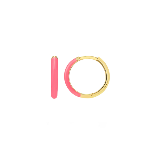 Pink Enamel Hoop Earrings