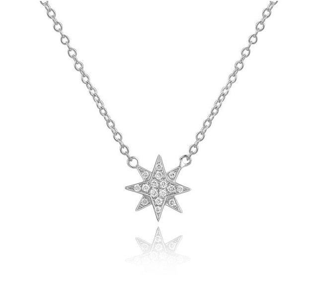 Diamond Star Necklace in White Gold