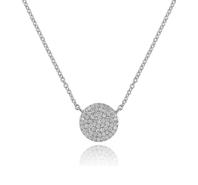 Diamond Disc Necklace in White Gold