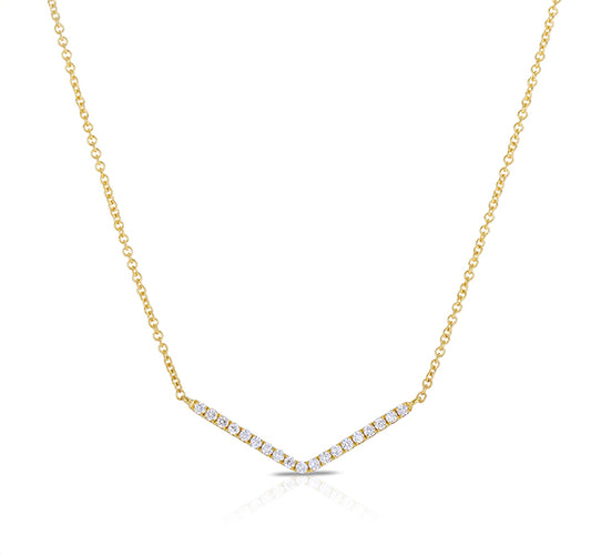 Diamond Chevron Necklace in Yellow Gold