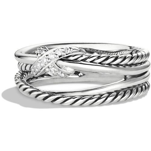 X Collection Ring with Diamonds