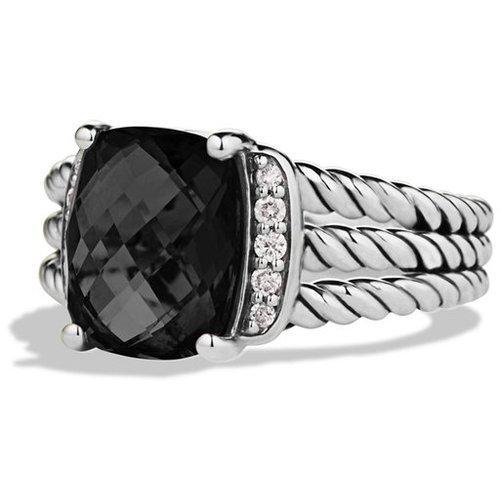 Petite Wheaton® Ring with Black Onyx and Diamonds