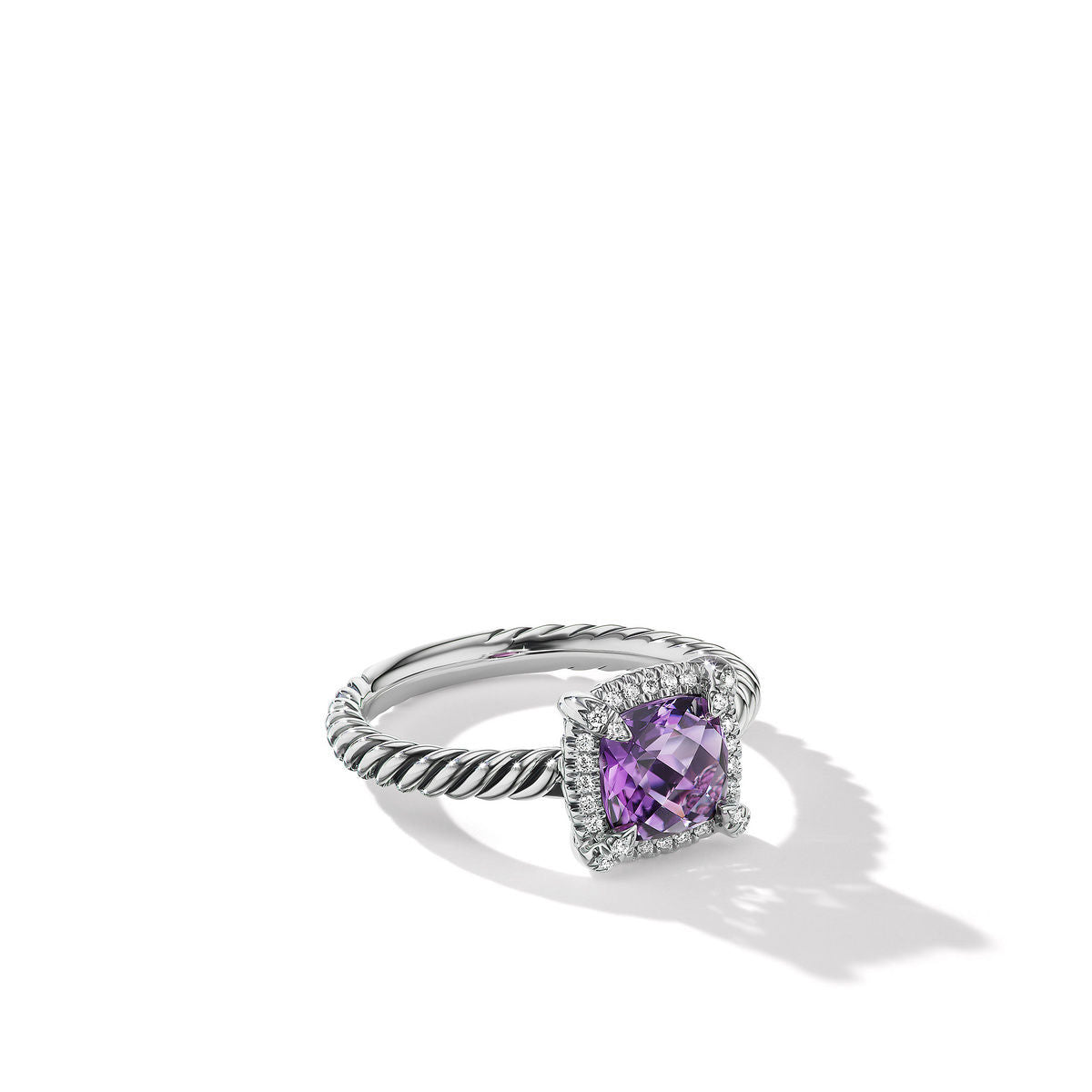 Petite Chatelaine® Pavé Bezel Ring with Amethyst and Diamonds