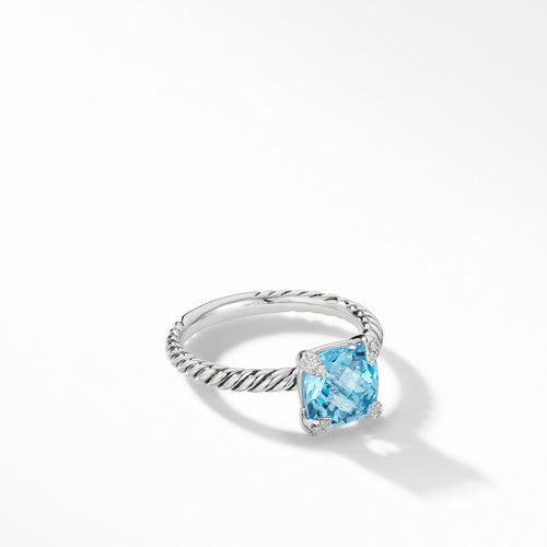 Chatelaine® Ring with Blue Topaz and Diamonds