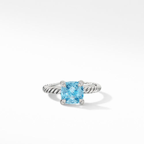 Chatelaine® Ring with Blue Topaz and Diamonds