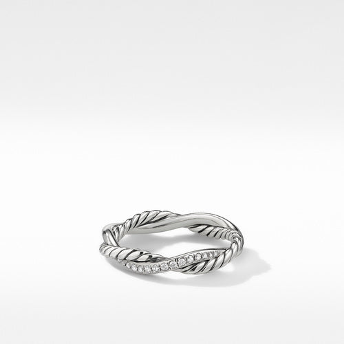 Petite Infinity Twisted Ring with Pavé Diamonds