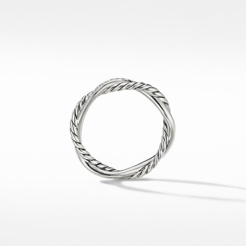 Petite Infinity Twisted Ring with Pavé Diamonds