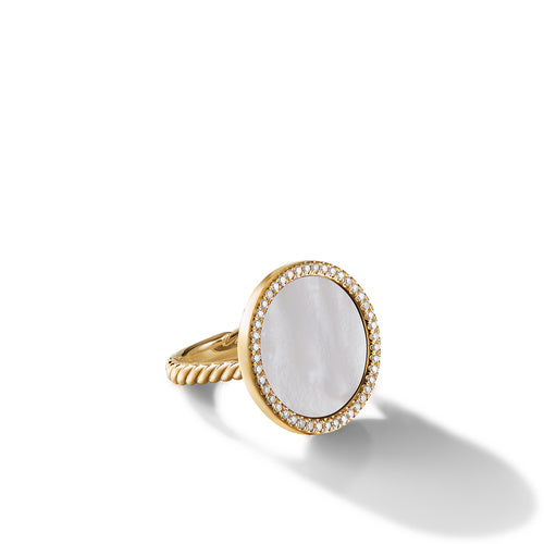 DY Elements Ring in 18K Yellow Gold with Mother of Pearl and Pavé Diamonds