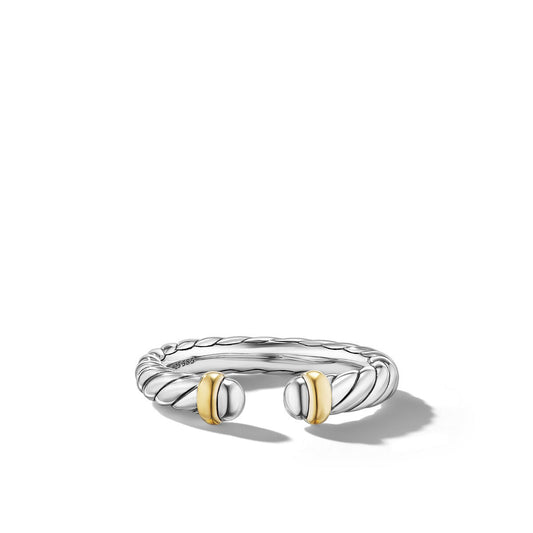 Petite Cable Ring in Sterling Silver with 14K Yellow Gold, 3.4mm