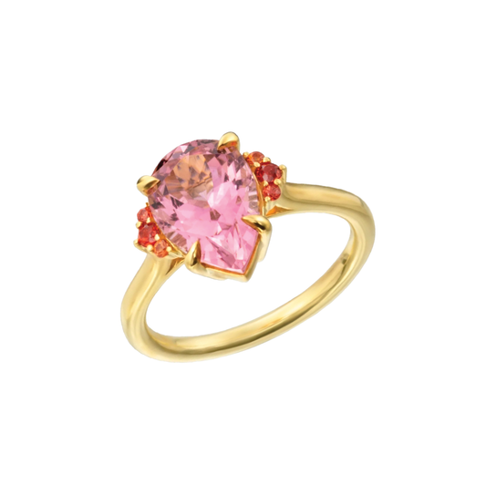 Pink Tourmaline and Orange Sapphire 'Foundation' Ring