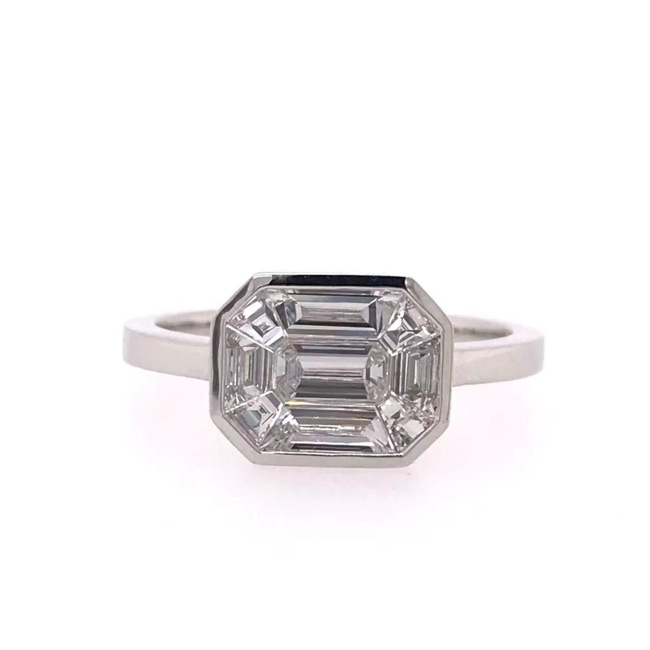 Emerald Cut Diamond Fusion Ring