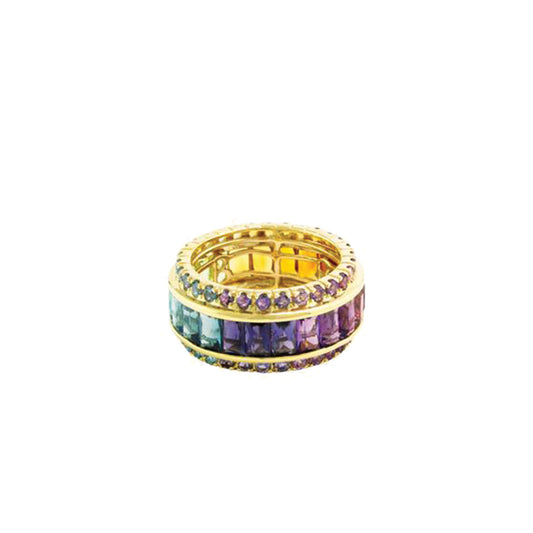 Eternal Love Eternity Band with Princess Cut and Round Multicolor Gemstones