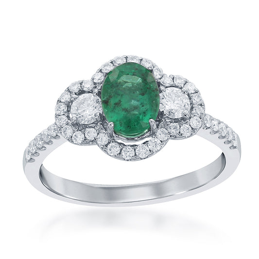 Oval Emerald with Round Diamond Sides