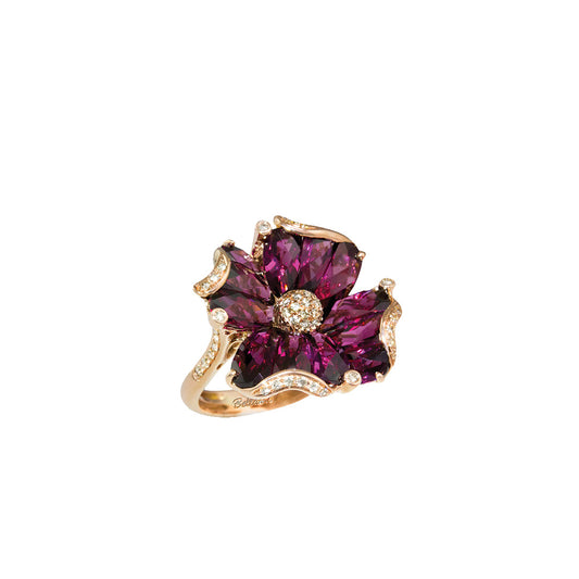 Mademoiselle Collection Floral Ring with Rhodolite Garnet and Diamonds