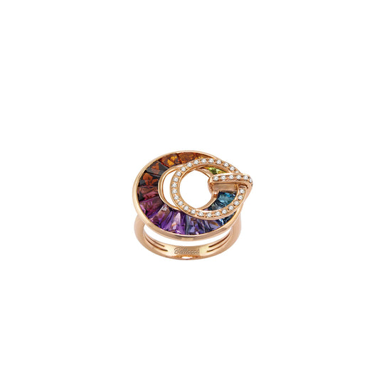 Poetry In Motion Ring with Diamond and Multicolor Gemstones