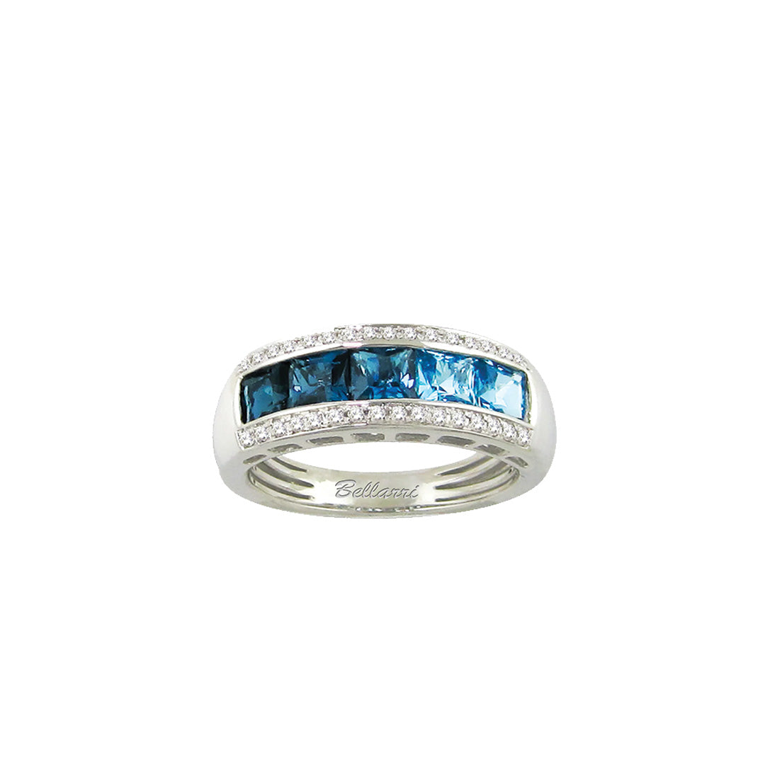 Eternal Love Princess Cut Swiss Blue Topaz Ring with Diamonds