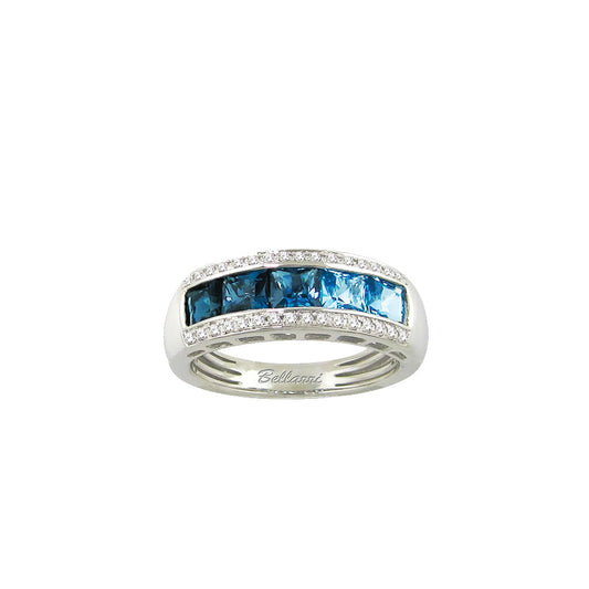 Eternal Love Princess Cut Swiss Blue Topaz Ring with Diamonds