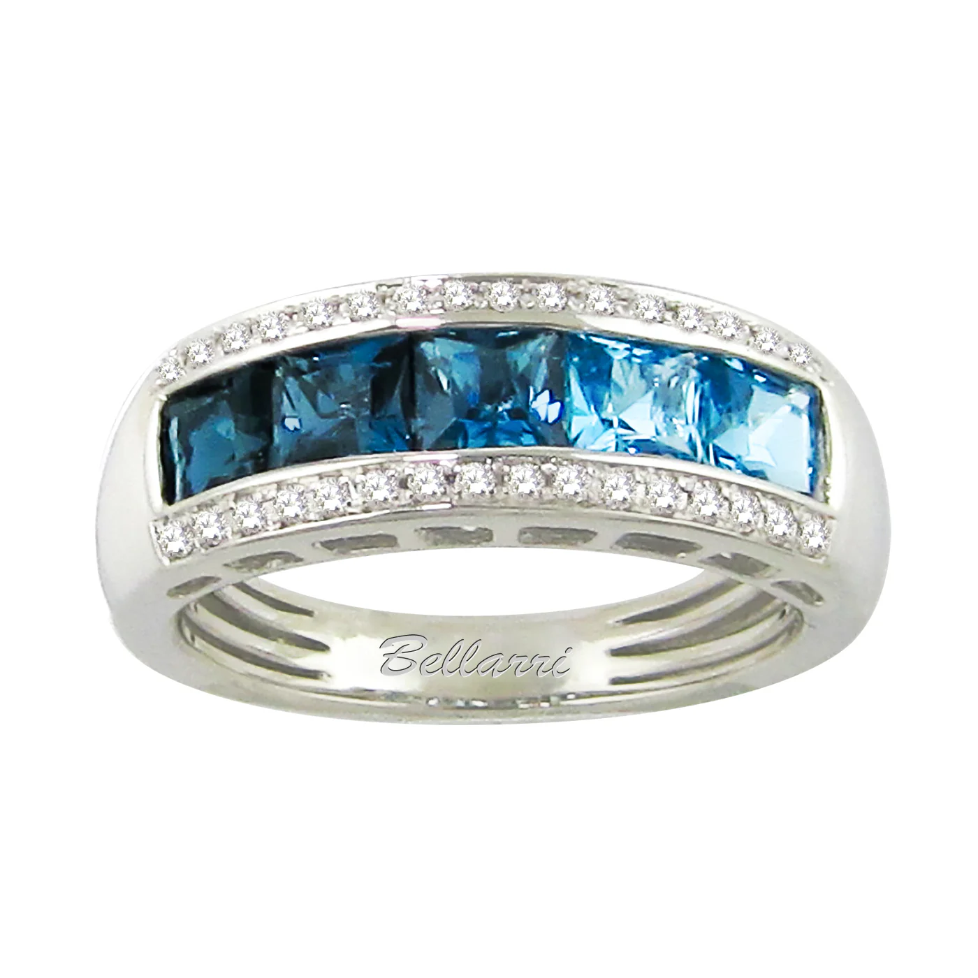 Eternal Love Princess Cut Swiss Blue Topaz Ring with Diamonds