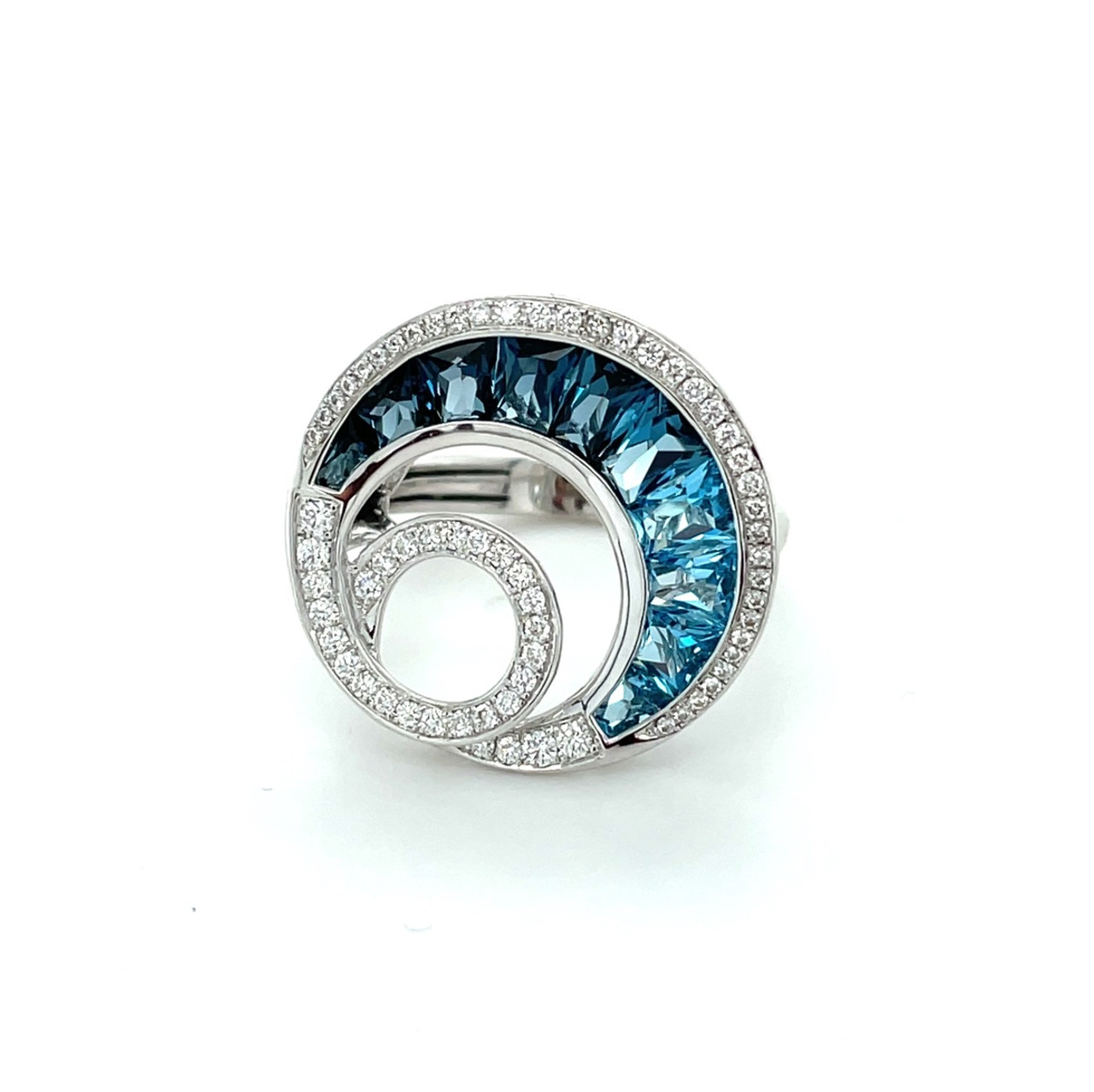 Malibu Wave Ring with Blue Topaz and Diamonds