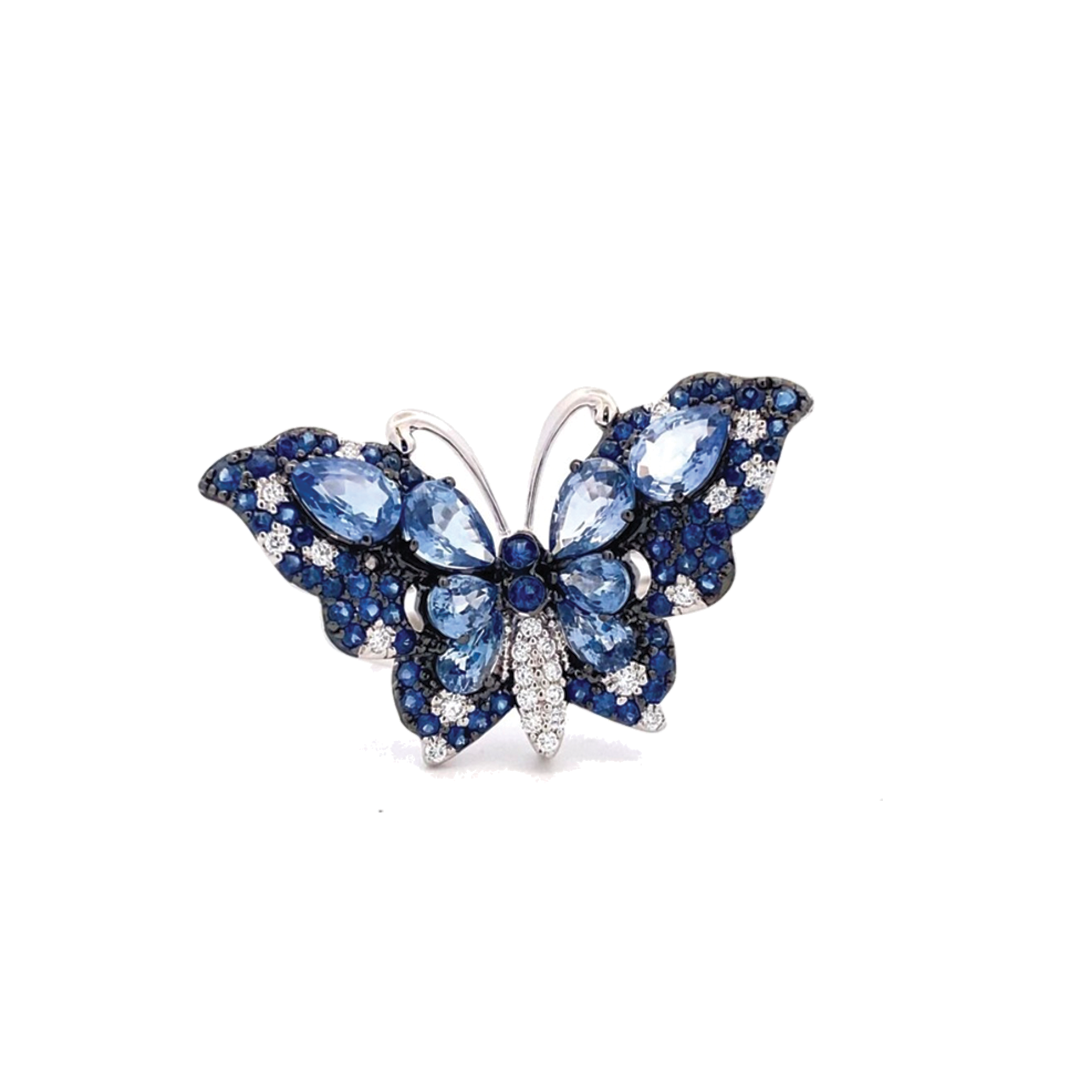 Diamond and Blue Sapphire Madam Butterfly Ring