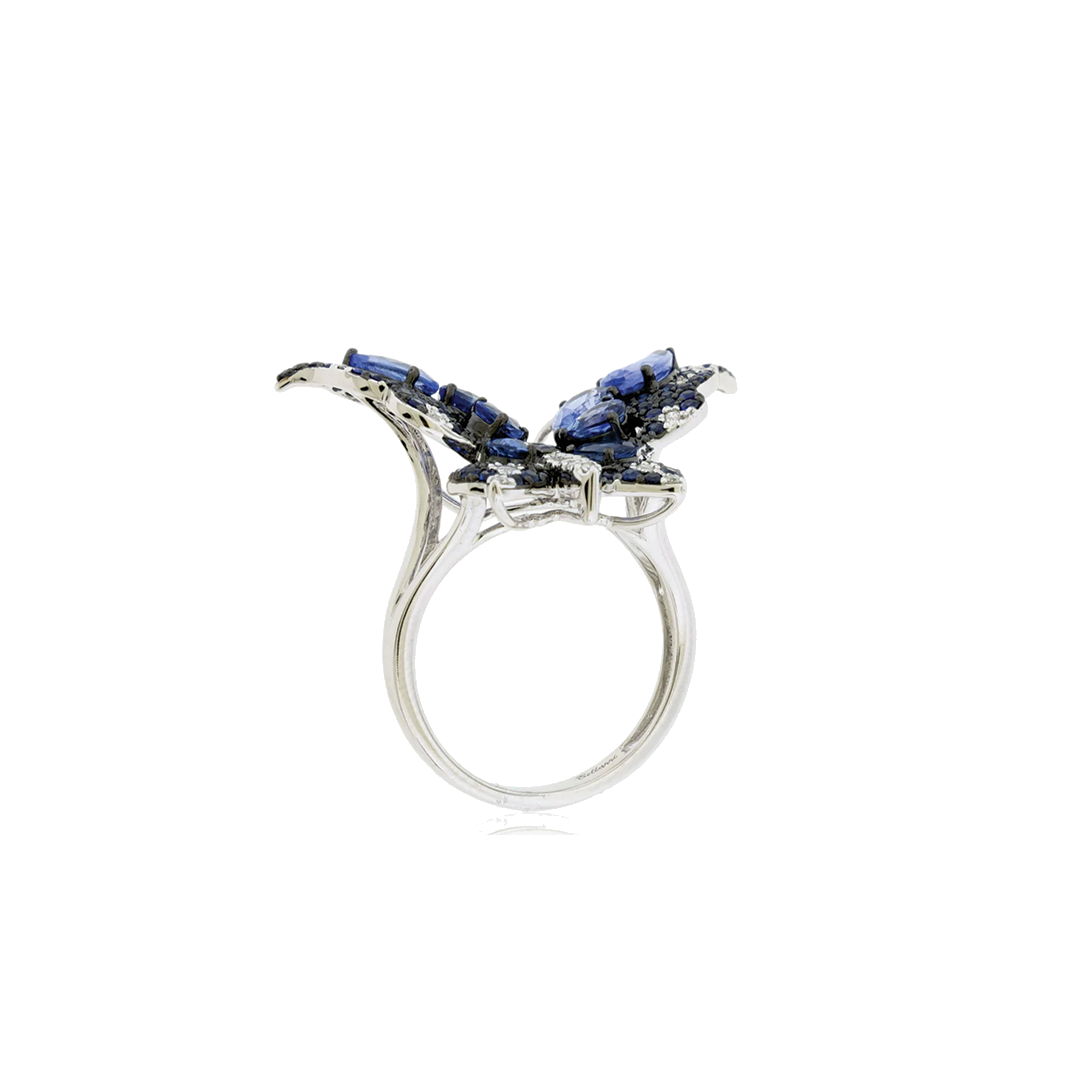 Diamond and Blue Sapphire Madam Butterfly Ring