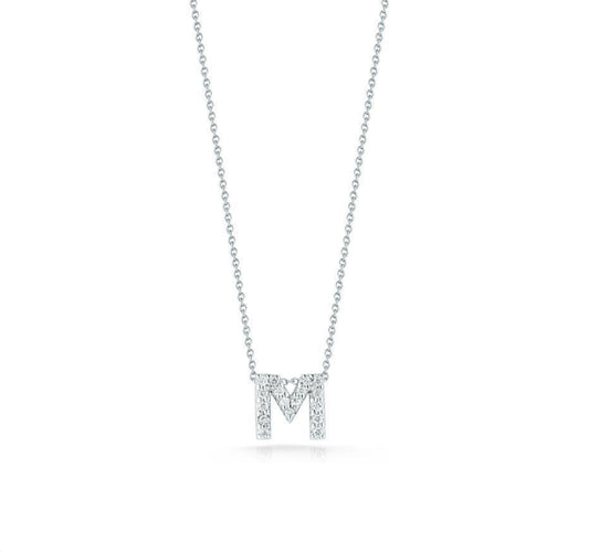 Tiny Treasures Diamond Love Letter "M" in White Gold