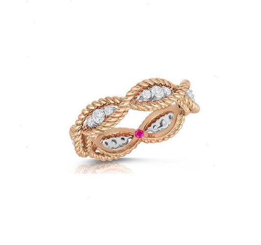 Barocco Braided Diamond Ring in Rose Gold