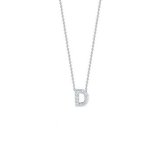 Tiny Treasures Diamond Love Letter "D" in White Gold