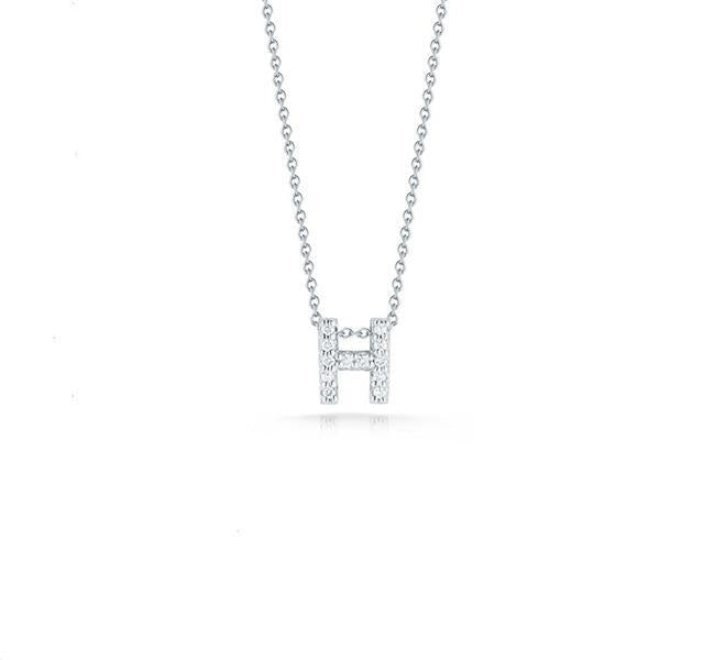 Tiny Treasures Diamond Love Letter "H" in White Gold