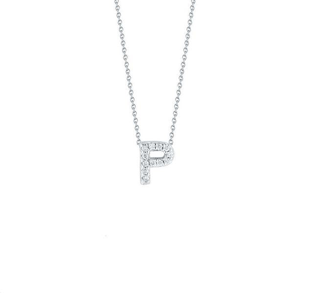 Tiny Treasures Diamond Love Letter "P" in White Gold