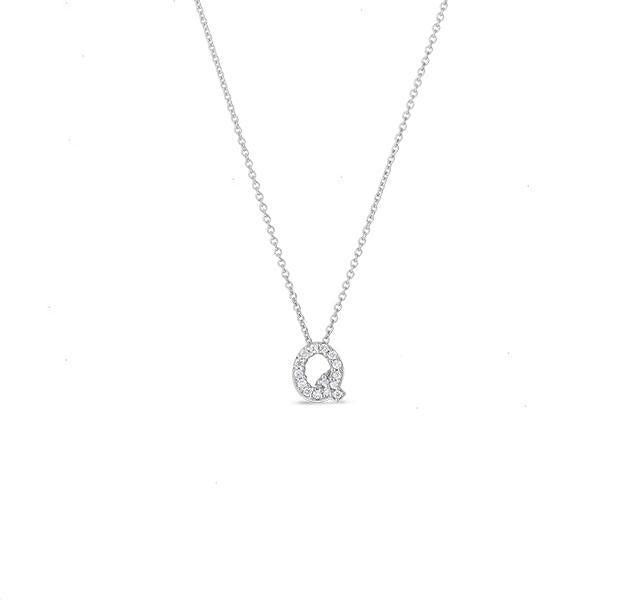 Tiny Treasures Diamond Love Letter "Q" in White Gold