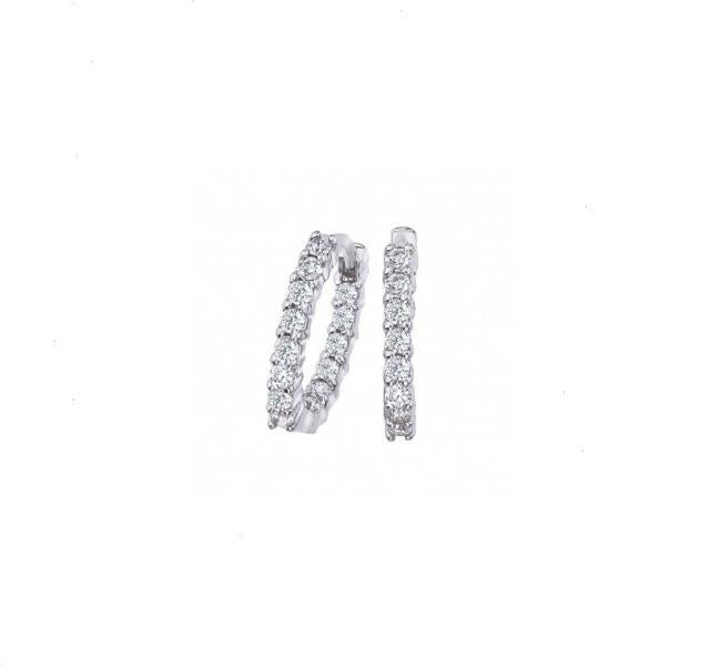 18K White Gold Diamond Hoop Earrings