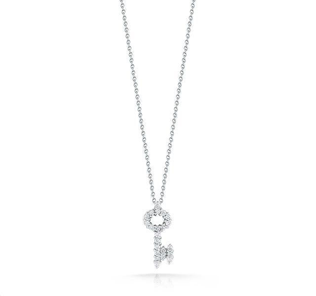 18KW Diamond Key Pendant