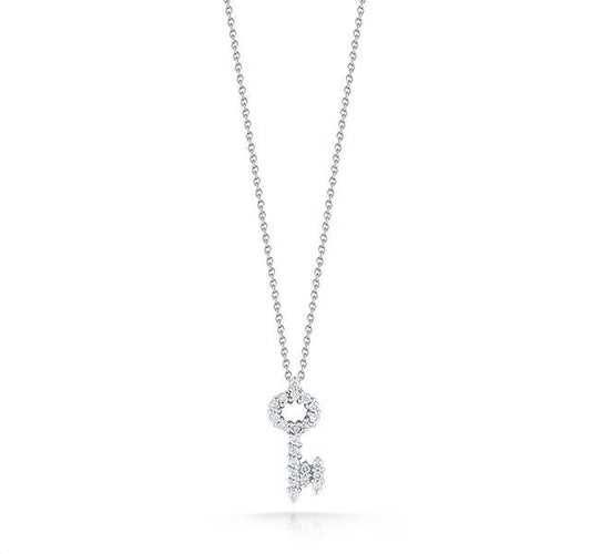 18KW Diamond Key Pendant