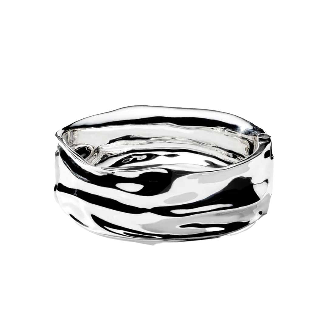 'Classico' Crush Wide Hinged Bangle Bracelet in Sterling Silver