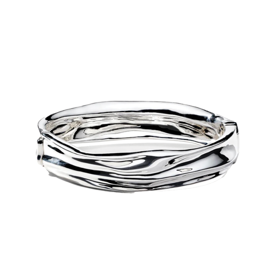 'Classico' Crush Thin Hinged Bangle Bracelet in Sterling Silver