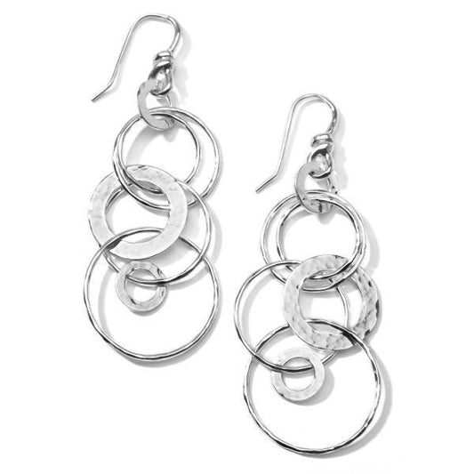 Medium Hammered Jet Set Drop Earrings in Sterling Silver